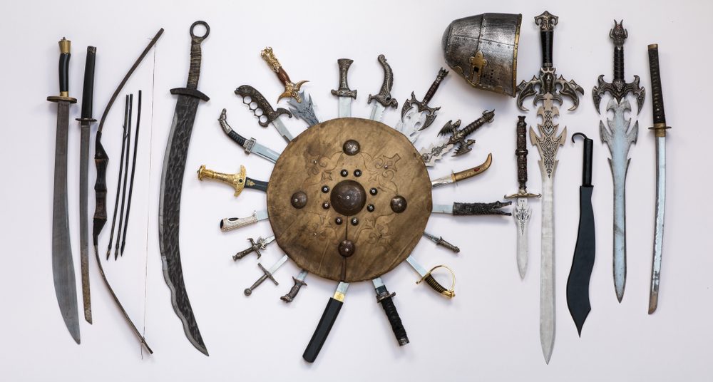 Medieval,swords,and,shield,,ancient,weapons